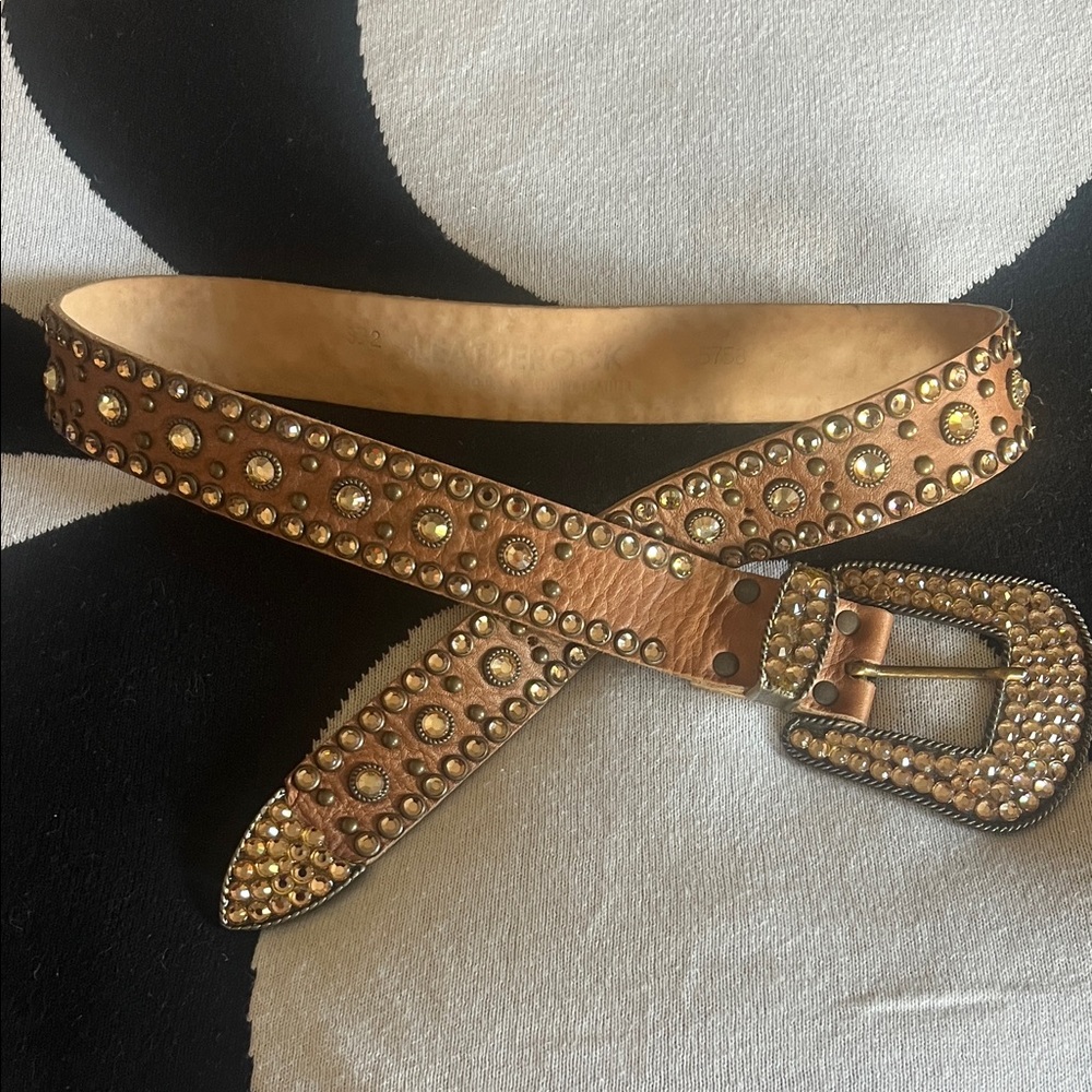 Leatherock Gold Studded Brown Belt